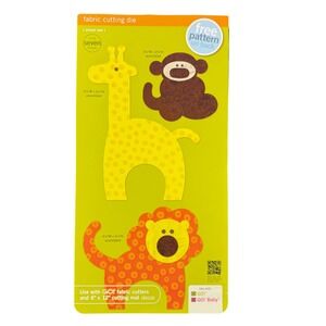 AccuQuilt GO Zoo Animals Fabric Cutting Die 55369 Green Giraffe Monkey Lion 6x12